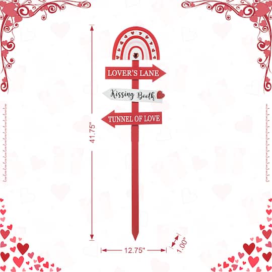 Glitzhome® 41.75" Valentine's Wooden Rainbow Word Sign Patch & Yard Stake